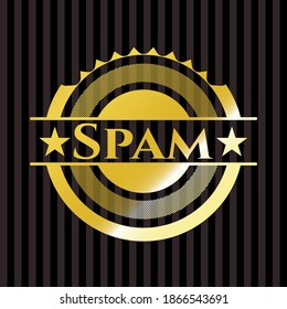 Spam gold shiny emblem. Vector Illustration. Detailed. 