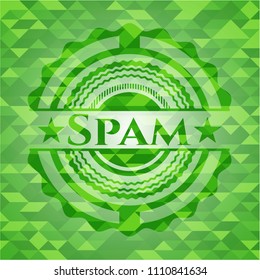 Spam green emblem. Mosaic background Spam green emblem. Mosaic background
