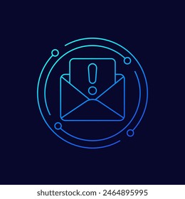 icono de spam con un correo electrónico, diseño lineal