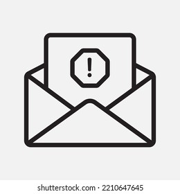 Icono de correo basura en el estilo de línea sobre el correo electrónico, uso para la presentación de aplicaciones móviles del sitio web