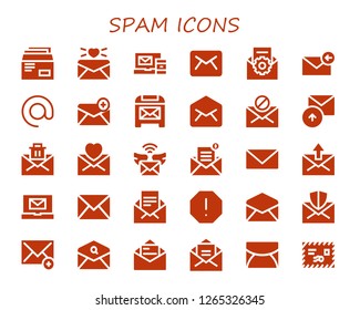  spam icon set. 30 filled spam icons. Simple modern icons about  - Envelope, Email, Arroba, Mail, Sent, Spam