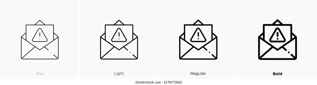 spam icon. Thin, Light Regular And Bold style design isolated on white background