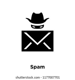 Spam icon vector isolated on white background, logo concept of Spam sign on transparent background, filled black symbol