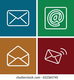 Spam icons set. set of 4 spam outline icons such as envelope, at email