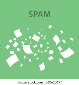spam illustration vector by littering white papers in the air