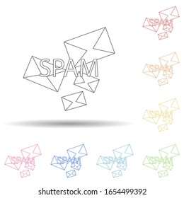 The spam of the letter in multi color style icon. Simple thin line, outline vector of virus antivirus icons for ui and ux, website or mobile application