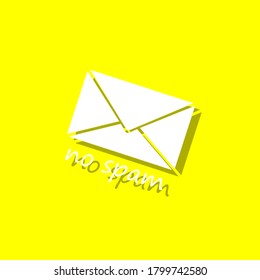 spam letter white icon with shadow