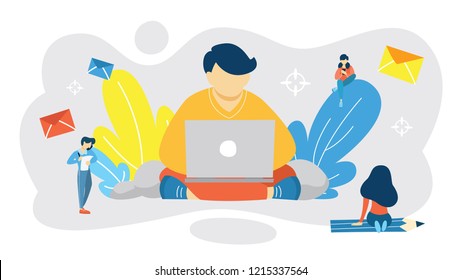 Spam mail concept. Idea of incoming email message with advertising inside. System protection, security and privacy. Isolated flat vector illustration