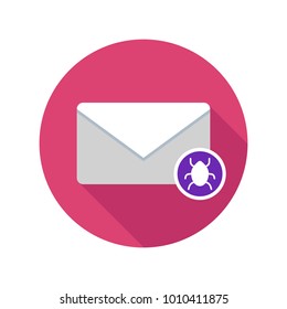 Spam mail icon. Email icon with long shadow. Vector Flat Illustration