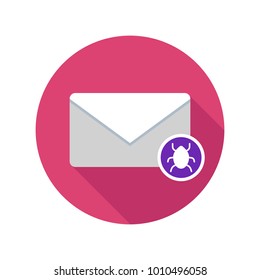 Spam mail icon. Email icon with long shadow. Vector Flat Illustration