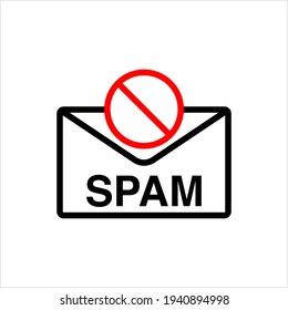 Spam Mail Icon, Junk Email, Electronic Unsolicited Messages Vector Art Illustration