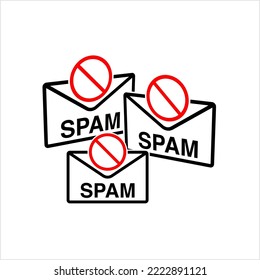 Icono de correo no deseado, correo no deseado, ilustración de arte de vectores de mensajes electrónicos no solicitados
