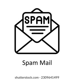 Spam Mail  Vector  outline Icon Design illustration. Seo and web Symbol on White background EPS 10 File