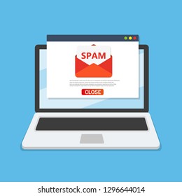 Spam mailbox concept, Vector flat