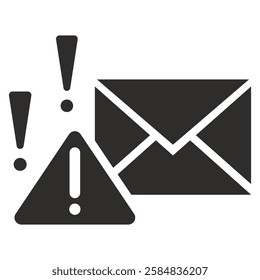 spam message icon, envelope symbol, flat vector illustration on white background