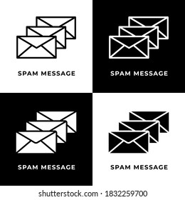 Spam Message Icon Line Black and Glyph Style. Spam Email Illustration Concept Vector. Envelope Letter Icon Symbol