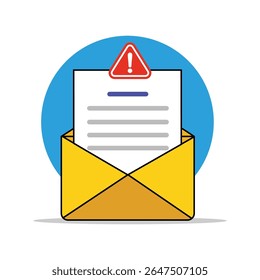 Spam message mail Envelope with Paper Sign Vector Illustration. Newsletter Concept Design