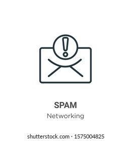 Spam outline vector icon. Thin line black spam icon, flat vector simple element illustration from editable internet security concept isolated on white background