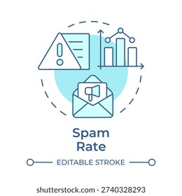 Spam rate soft blue concept icon. Email marketing, advertising statistics. Communication strategies. Round shape line illustration. Abstract idea. Graphic design. Easy to use in booklet, article