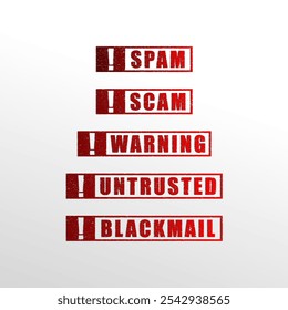 Sellos de advertencia de estafa de spam en segundo plano