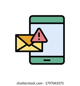Spam smartphone message icon. Simple color with outline vector elements of hacks icons for ui and ux, website or mobile application