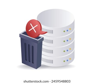 Spam trash database server infographic 3d illustration flat isometric