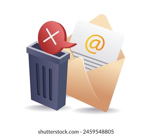 Spam trash email data infographic 3d flat isometric illustration
