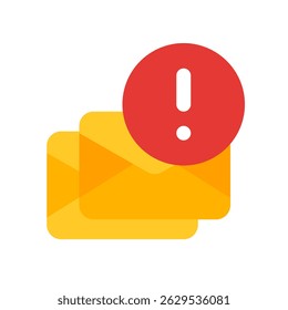 Spam Vector Icon for Unwanted Email and Digital Paperwork. Junk mail envelope, inbox clutter and blocked message icon. flat Icon