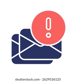 Spam Vector Icon for Unwanted Email and Digital Paperwork. Junk mail envelope, inbox clutter and blocked message icon. solid duo tone Icon