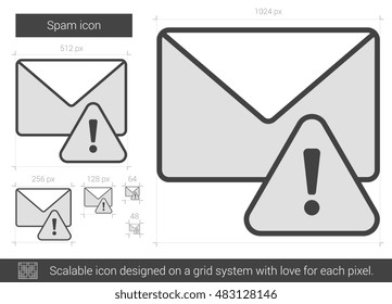 Spam vector line icon isolated on white background. Spam line icon for infographic, website or app. Scalable icon designed on a grid system.