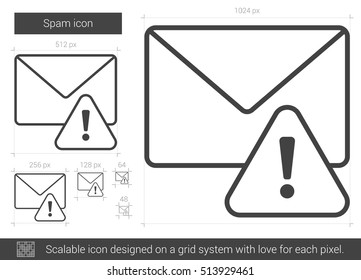 Spam vector line icon isolated on white background. Spam line icon for infographic, website or app. Scalable icon designed on a grid system.