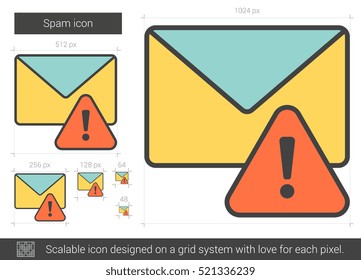 Spam vector line icon isolated on white background. Spam line icon for infographic, website or app. Scalable icon designed on a grid system.