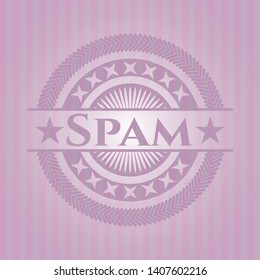 Spam vintage pink emblem. Vector Illustration. Detailed.