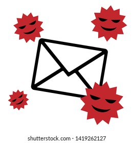 Spam, virus spam image, icon vector illustration material red color