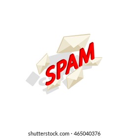 Spam word icon in isometric 3d style on a white background