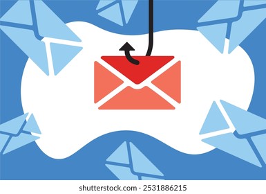Spamming email message hacking phishing illustration