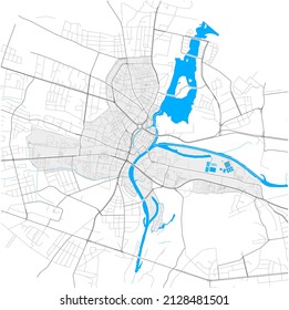 Spandau, Berlin, DEUTSCHLAND, high detail vector map with city boundaries and editable paths. White outlines for main roads. Many smaller paths. Blue shapes and lines for water.