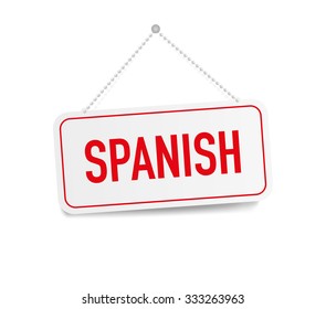 Spanich hanging sign isolated on white wall