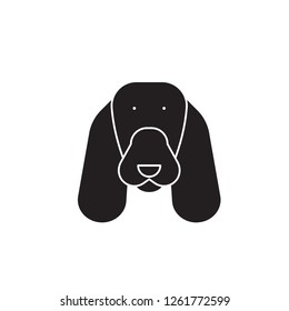 Spaniel black vector concept icon. Spaniel flat illustration, sign