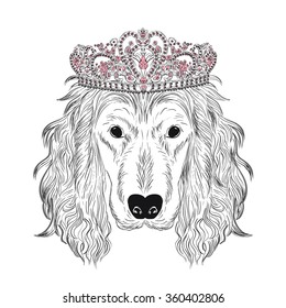Spaniel. Dog. Vector illustration for greeting card, poster, print, or on clothing.