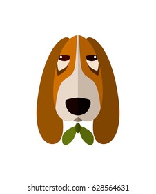 Spaniel head icon isolated on white background vector illustration. Animal pictogram, pet emblem in flat design