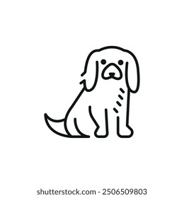 Spaniel icon. A simplified representation of a Spaniel, often a symbol of loyalty, companionship, and domestic life. Perfect for use in pet care, veterinary services. Vector illustration 