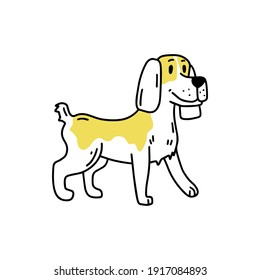 Spaniel illustration, setter. Funny dog. Doodle icon. Vector illustration of a dog. Editable element.