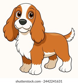 Ilustración vectorial de Spaniel aislado sobre fondo blanco en estilo de dibujos animados