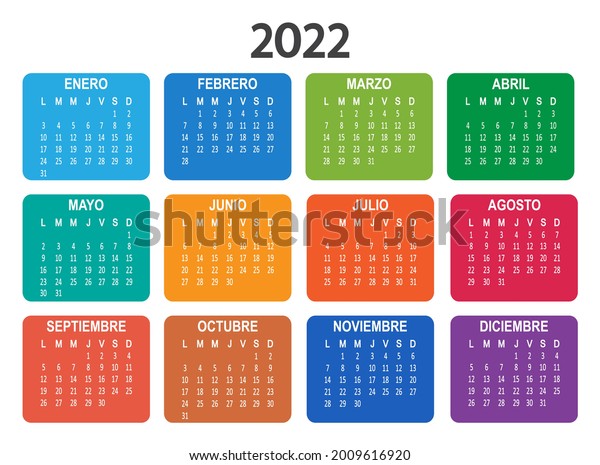 Spanish 2022 Year Calendar Week Starts Stock Vector (Royalty Free) 2009616920