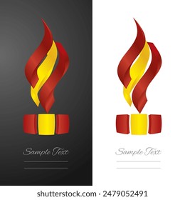Spanish abstract 3D wavy flag ribbon for fashion and industry labels. Spain 3D torch flame strip label sticker icon vector
