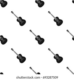 Spanish acoustic guitar icon in black style isolated on white background. Spain country symbol stock vector illustration.