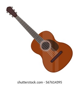 Spanish acoustic guitar icon in cartoon style isolated on white background. Spain country symbol stock vector illustration.