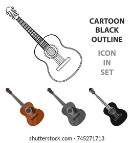 Spanish acoustic guitar icon in cartoon style isolated on white background. Spain country symbol stock vector illustration.