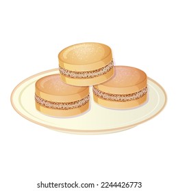 Spanish Alfajor. Latino american food illustration isolated on white in cartoon style